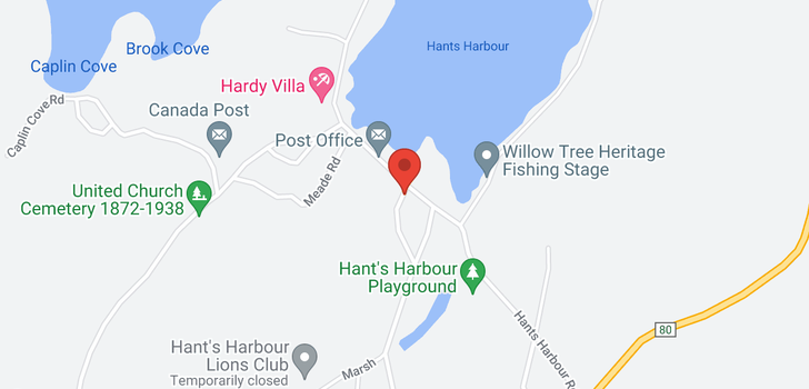 map of 95 Hants Harbour Road
